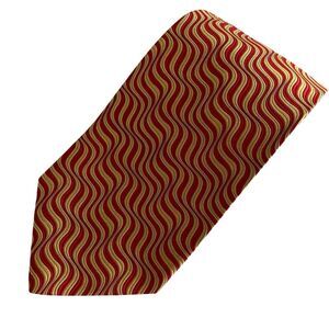 Neiman Marcus Silk Tie Necktie Cravat Red Gold Geometric Handmade in Italy